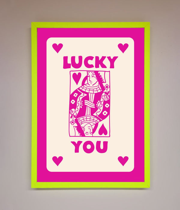 Lucky You Hot Pink Framed Poster - Hi Society