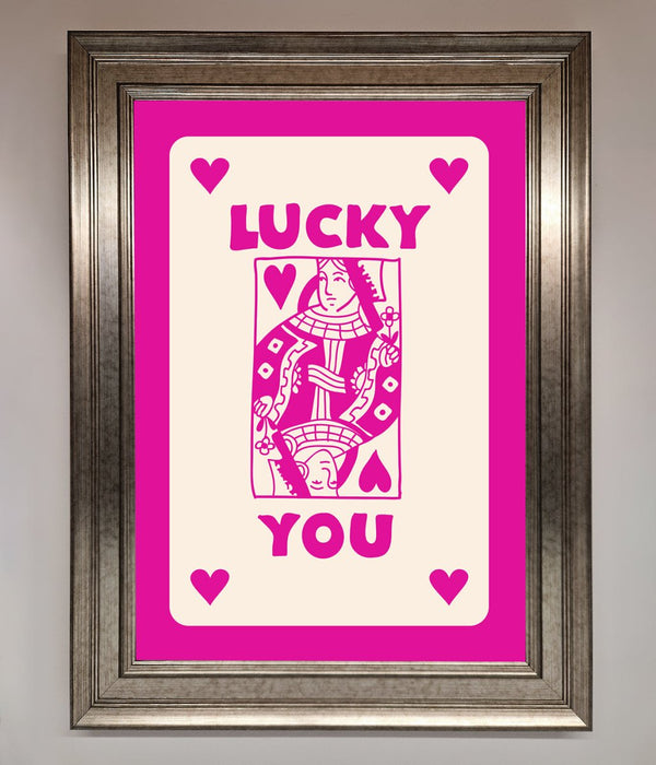 Lucky You Hot Pink Framed Poster - Hi Society