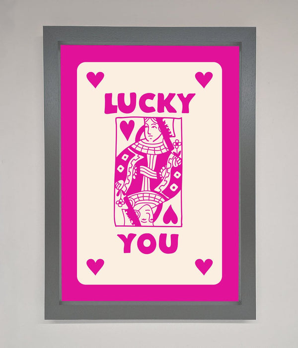Lucky You Hot Pink Framed Poster - Hi Society