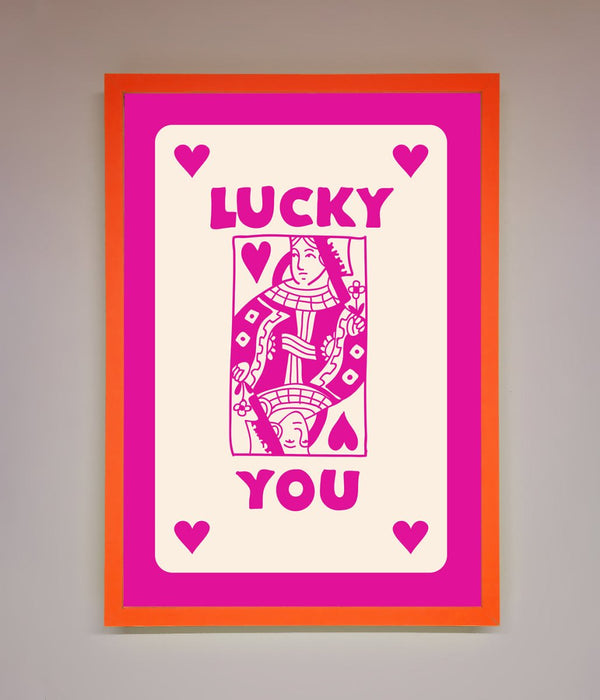 Lucky You Hot Pink Framed Poster - Hi Society
