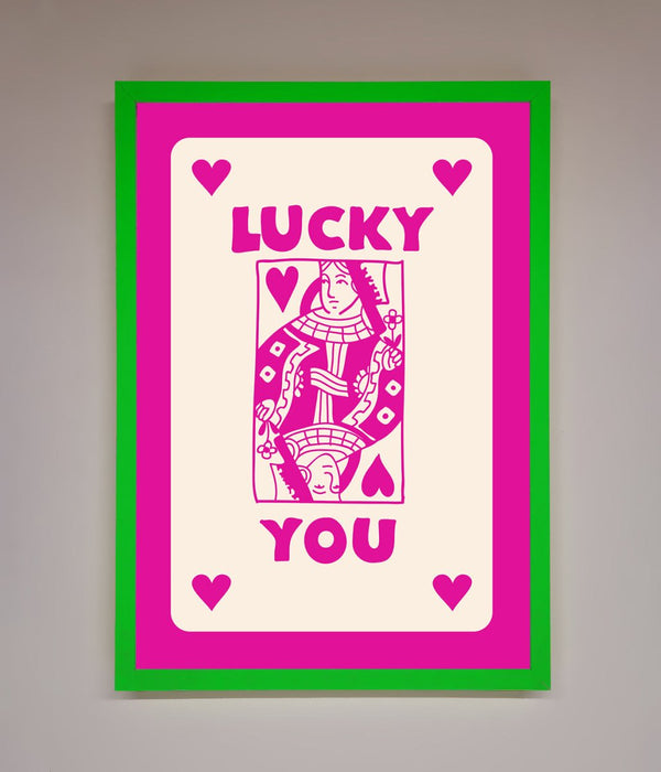 Lucky You Hot Pink Framed Poster - Hi Society