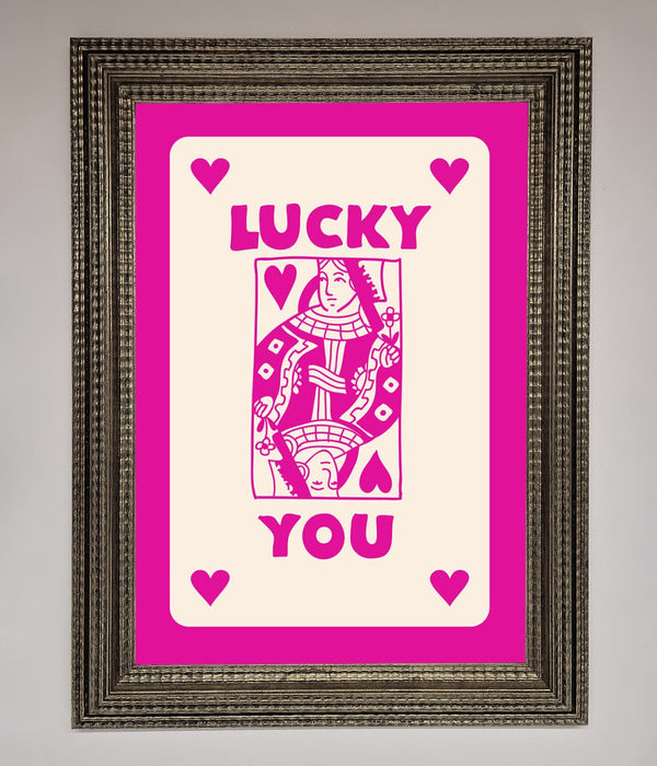 Lucky You Hot Pink Framed Poster - Hi Society