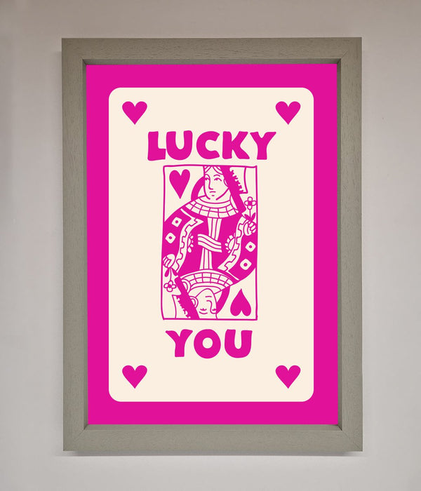 Lucky You Hot Pink Framed Poster - Hi Society