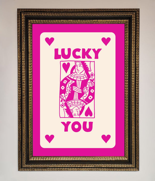 Lucky You Hot Pink Framed Poster - Hi Society