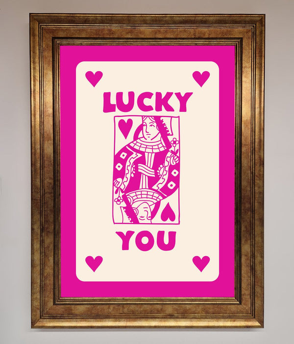 Lucky You Hot Pink Framed Poster - Hi Society