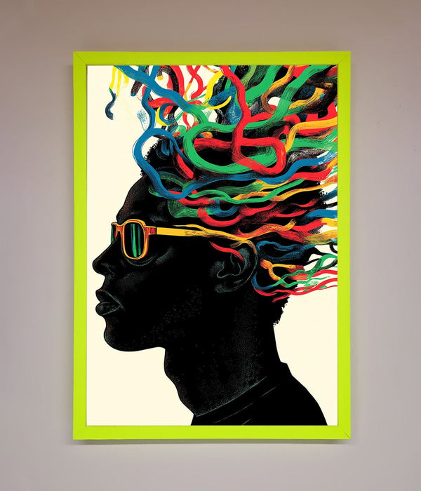 Multicolour Noodle Hair Framed Print - Hi Society