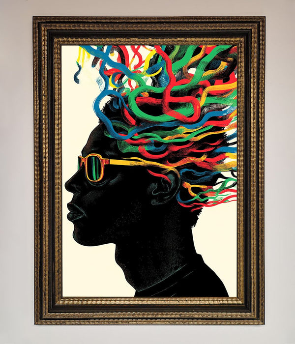 Multicolour Noodle Hair Framed Print - Hi Society