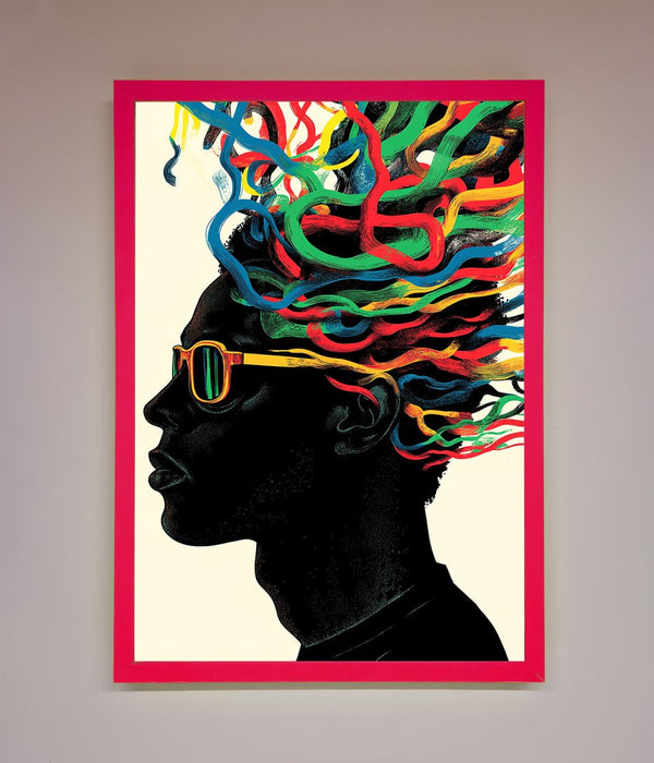 Multicolour Noodle Hair Framed Print - Hi Society