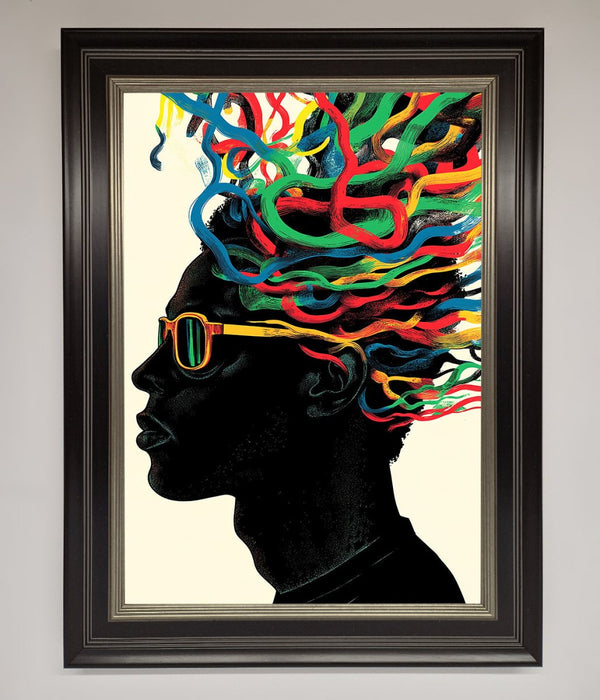 Multicolour Noodle Hair Framed Print - Hi Society