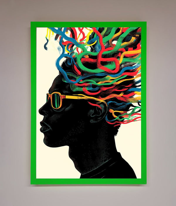 Multicolour Noodle Hair Framed Print - Hi Society