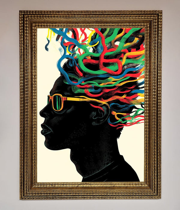 Multicolour Noodle Hair Framed Print - Hi Society