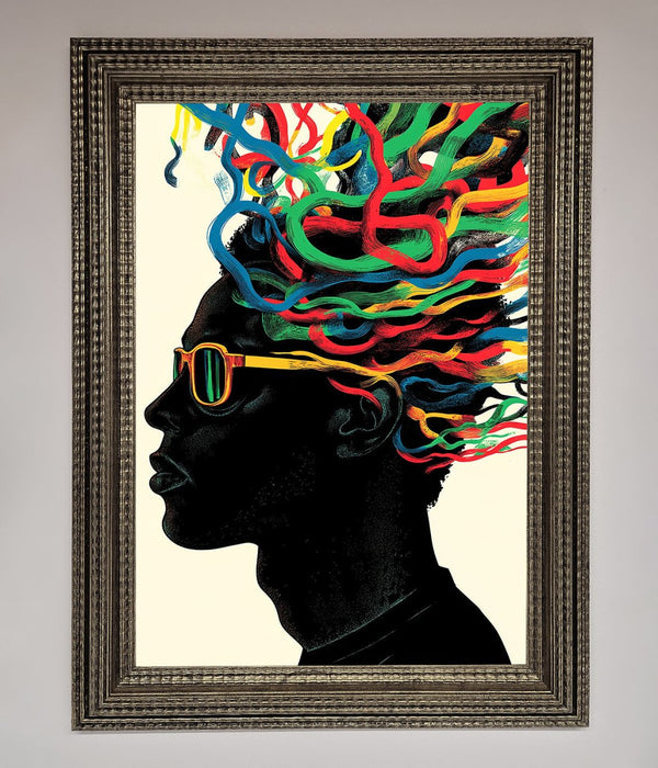 Multicolour Noodle Hair Framed Print - Hi Society