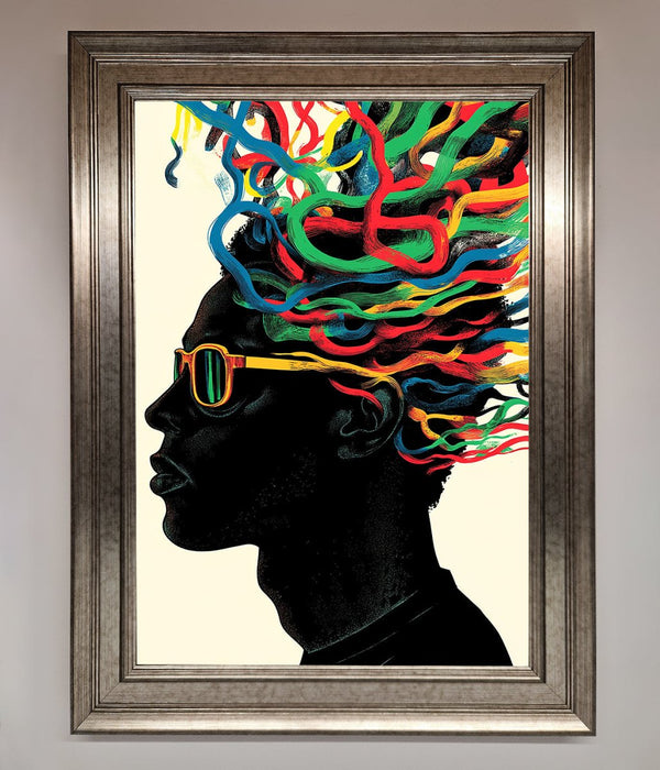 Multicolour Noodle Hair Framed Print - Hi Society