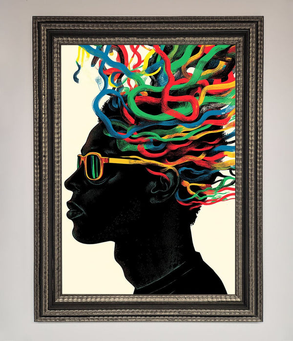Multicolour Noodle Hair Framed Print - Hi Society