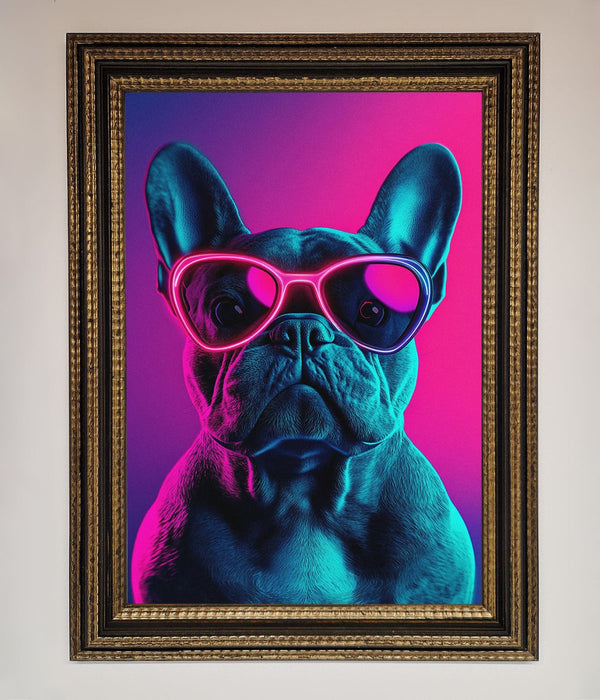 Neon French Bulldog Framed Wall Art - Hi Society