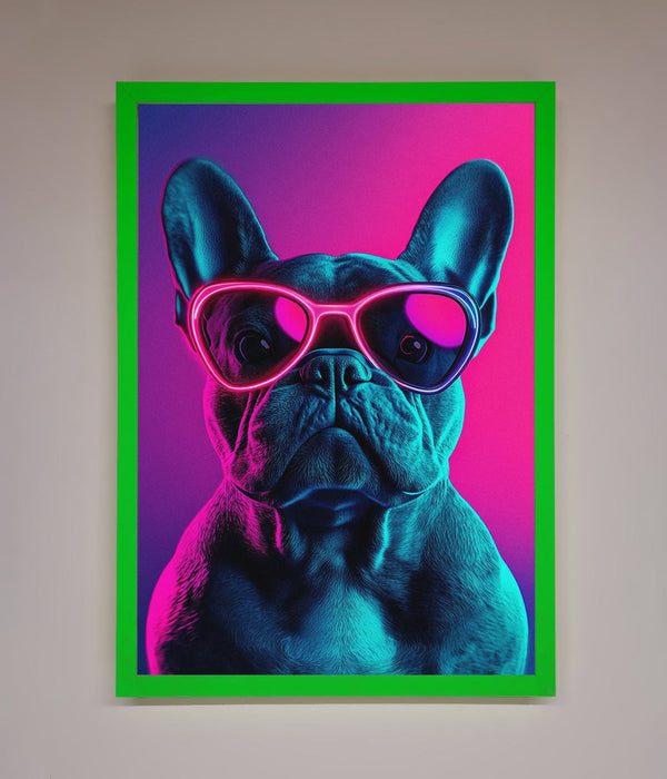 Neon French Bulldog Framed Wall Art - Hi Society
