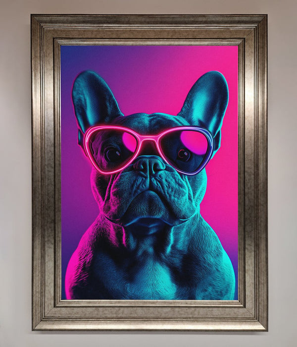 Neon French Bulldog Framed Wall Art - Hi Society