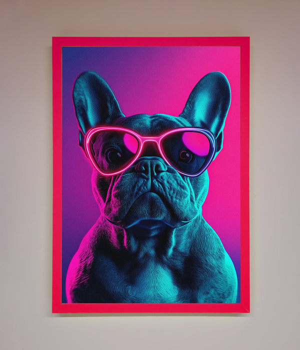 Neon French Bulldog Framed Wall Art - Hi Society