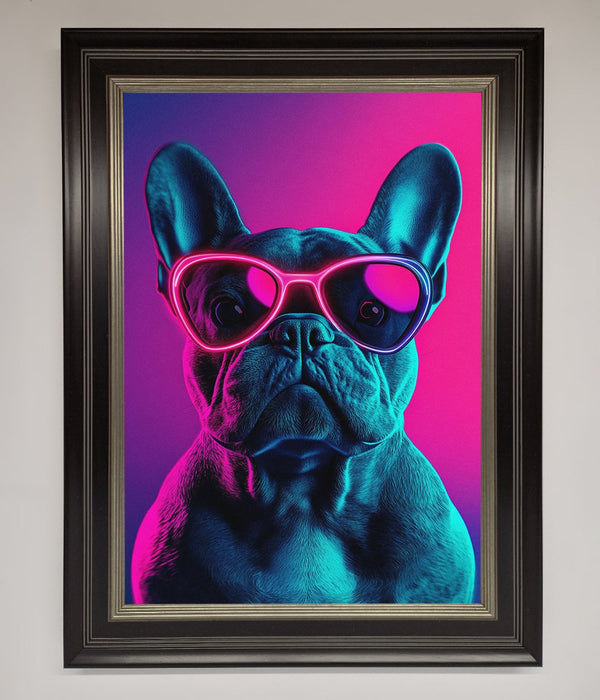 Neon French Bulldog Framed Wall Art - Hi Society