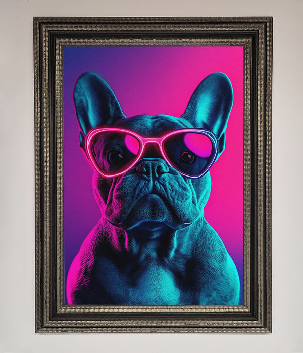 Neon French Bulldog Framed Wall Art - Hi Society