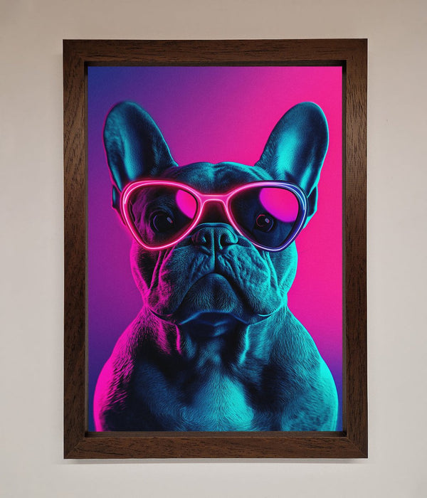 Neon French Bulldog Framed Wall Art - Hi Society