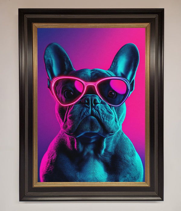 Neon French Bulldog Framed Wall Art - Hi Society