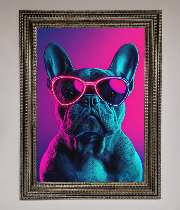 Neon French Bulldog Framed Wall Art - Hi Society