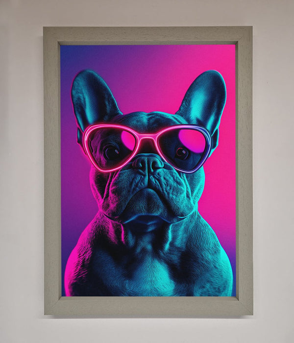 Neon French Bulldog Framed Wall Art - Hi Society