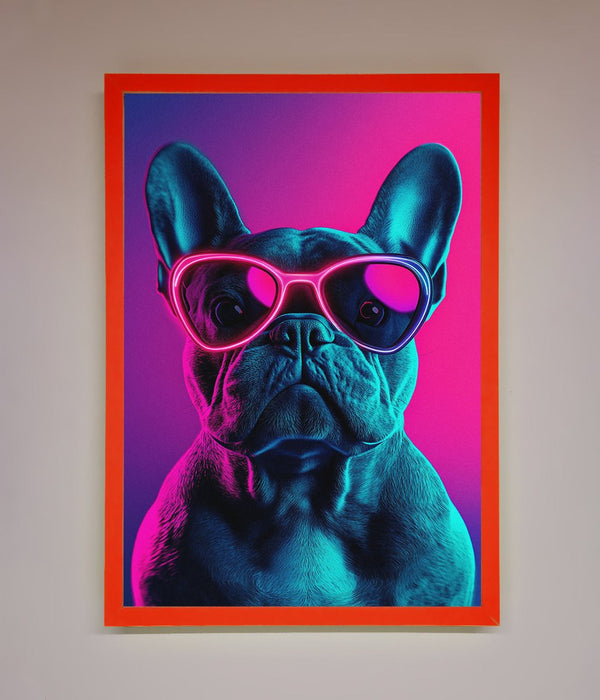 Neon French Bulldog Framed Wall Art - Hi Society