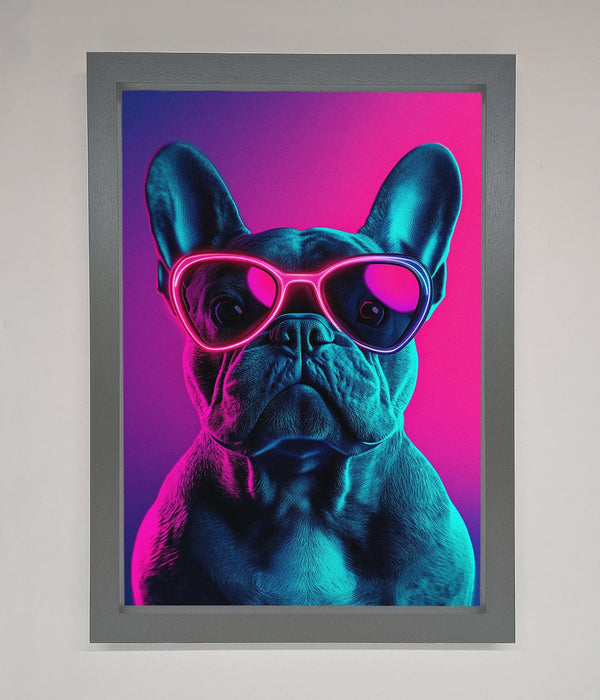 Neon French Bulldog Framed Wall Art - Hi Society