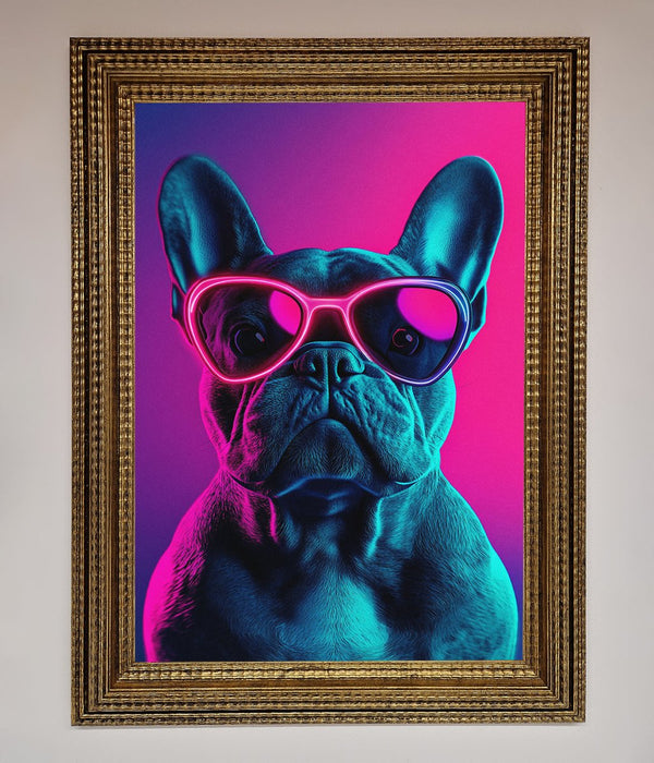Neon French Bulldog Framed Wall Art - Hi Society