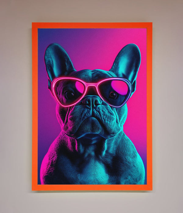 Neon French Bulldog Framed Wall Art - Hi Society