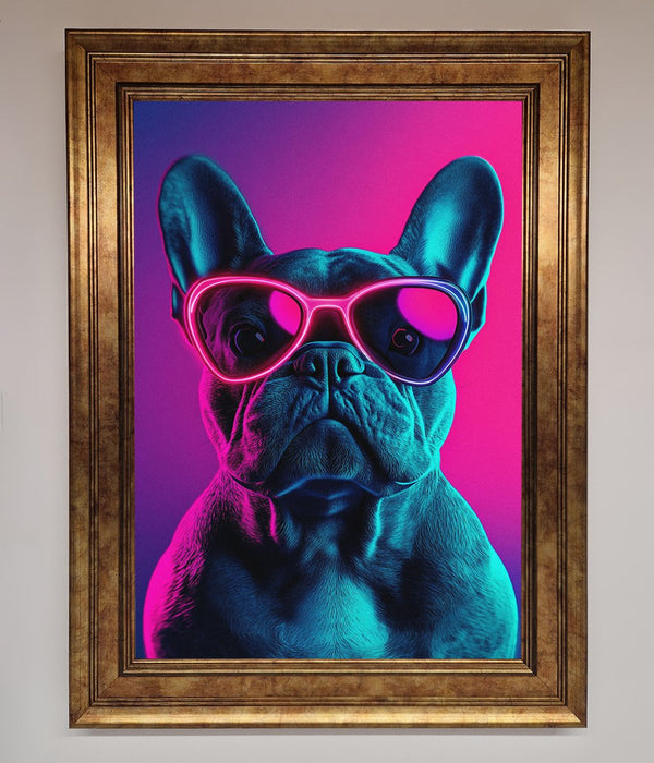Neon French Bulldog Framed Wall Art - Hi Society
