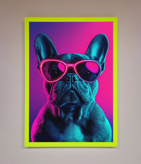 Neon French Bulldog Framed Wall Art - Hi Society