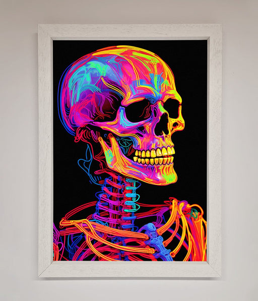 Neon On Black Skeleton Framed Poster - Hi Society