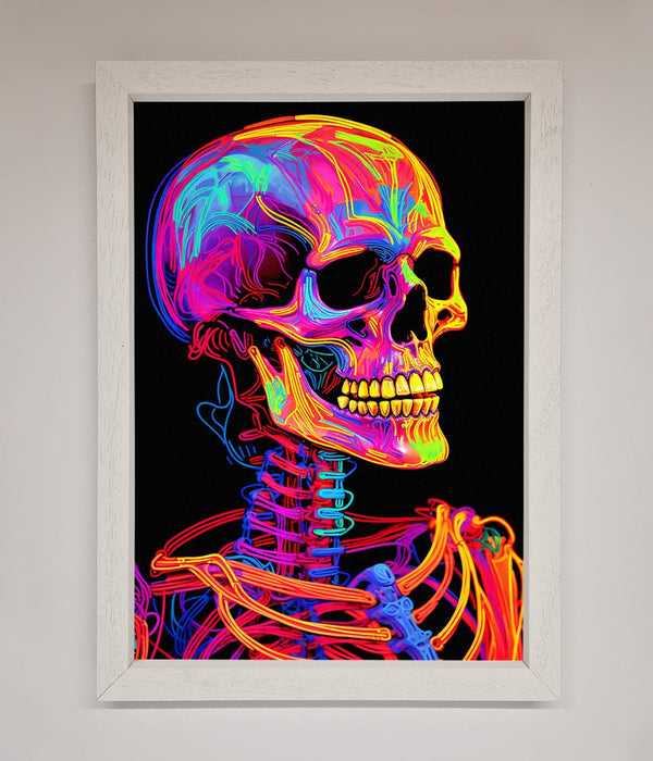 Neon On Black Skeleton Framed Poster - Hi Society