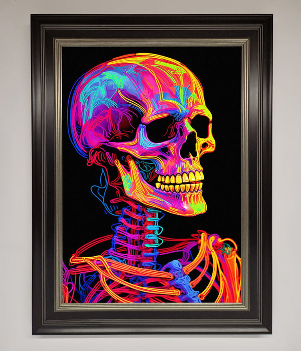 Neon On Black Skeleton Framed Poster - Hi Society