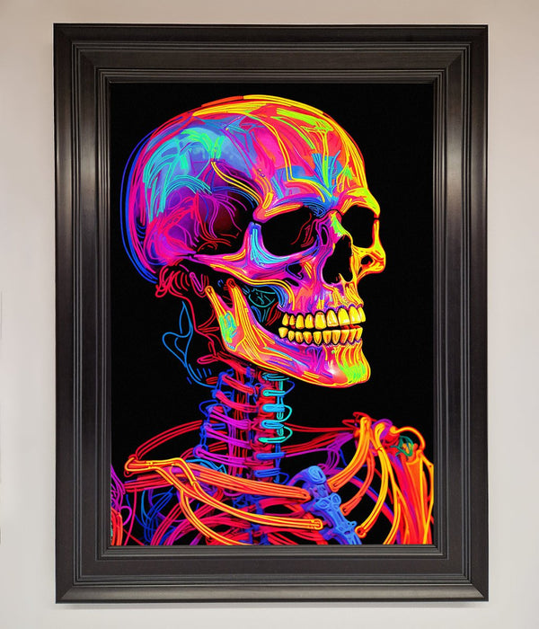 Neon On Black Skeleton Framed Poster - Hi Society