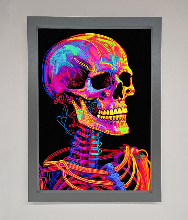 Neon On Black Skeleton Framed Poster - Hi Society