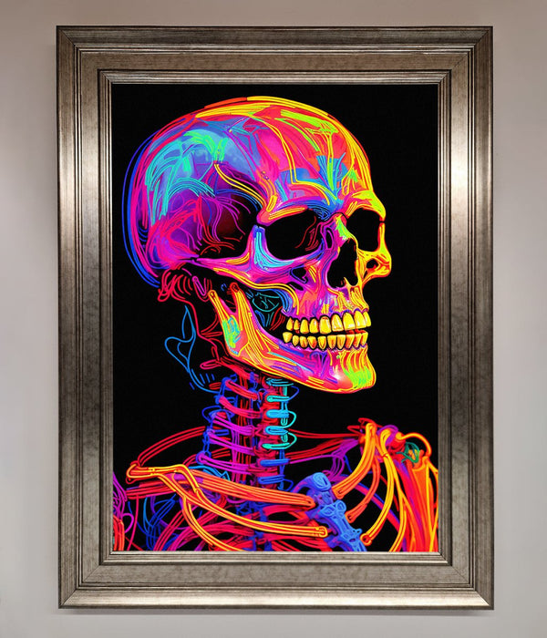 Neon On Black Skeleton Framed Poster - Hi Society