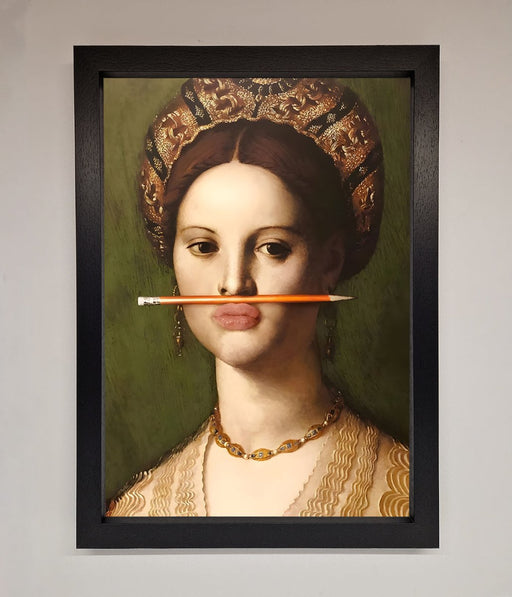 Pencil On Lips Renaissance Framed Print - Hi Society