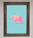 Pink Elephant On Blue Framed Print - Hi Society