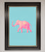 Pink Elephant On Blue Framed Print - Hi Society