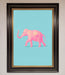 Pink Elephant On Blue Framed Print - Hi Society
