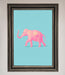 Pink Elephant On Blue Framed Print - Hi Society