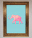 Pink Elephant On Blue Framed Print - Hi Society