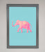 Pink Elephant On Blue Framed Print - Hi Society