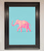 Pink Elephant On Blue Framed Print - Hi Society