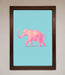 Pink Elephant On Blue Framed Print - Hi Society
