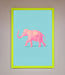 Pink Elephant On Blue Framed Print - Hi Society
